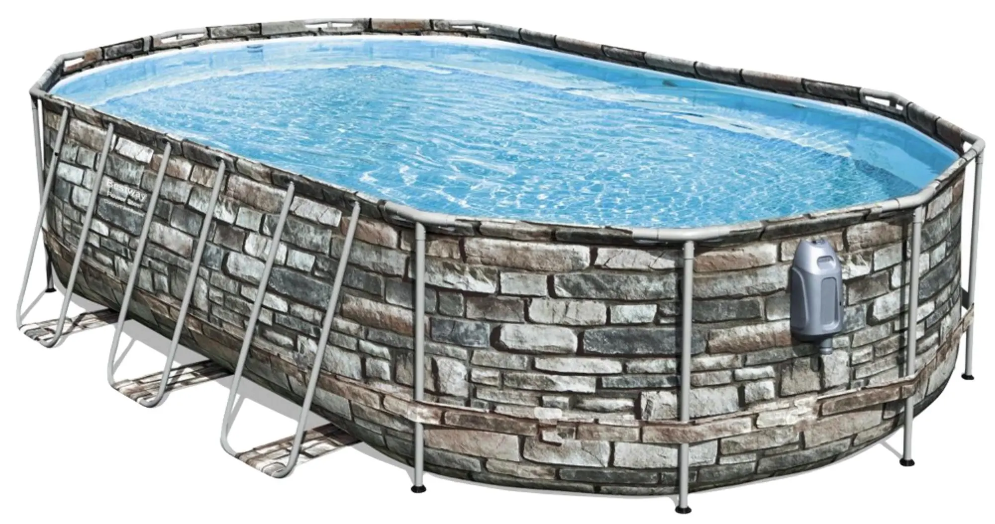 Каркасный бассейн Bestway Power Steel Oval 56719BW (Grey)