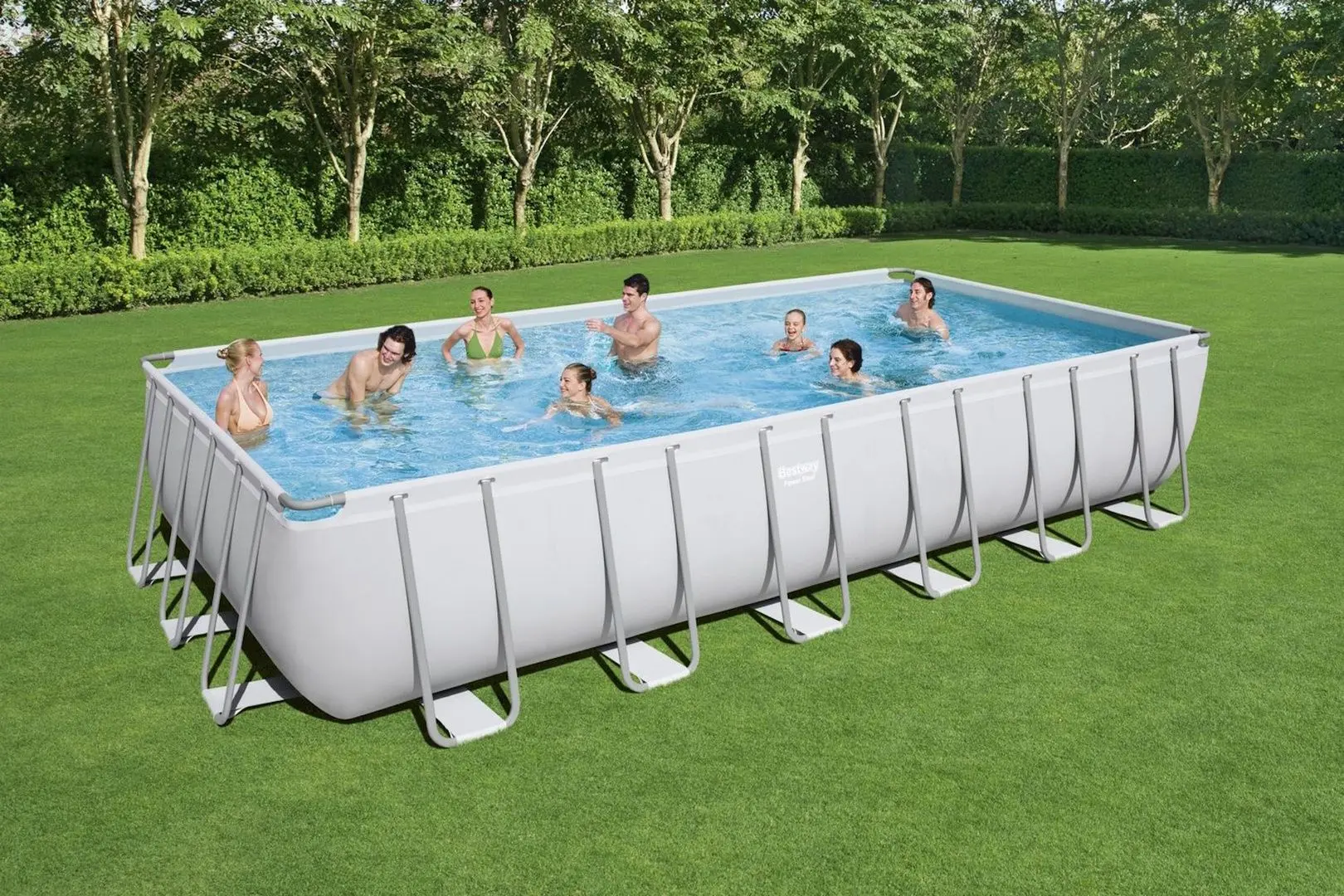 Piscina cu cadru Bestway Power Steel Rectangular 56475 (Grey)