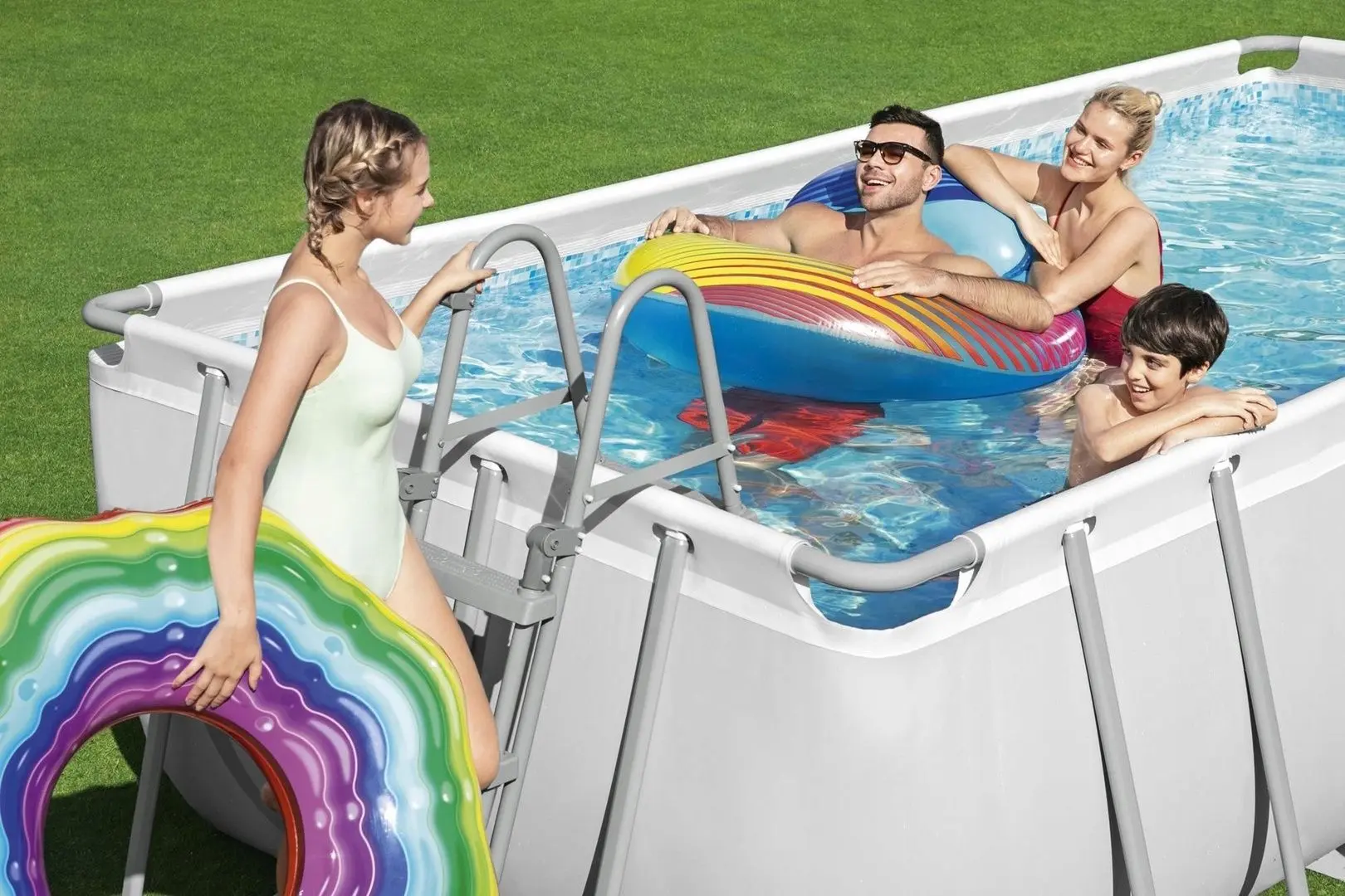 Piscina cu cadru Bestway Power Steel Rectangular 56670 (Grey)