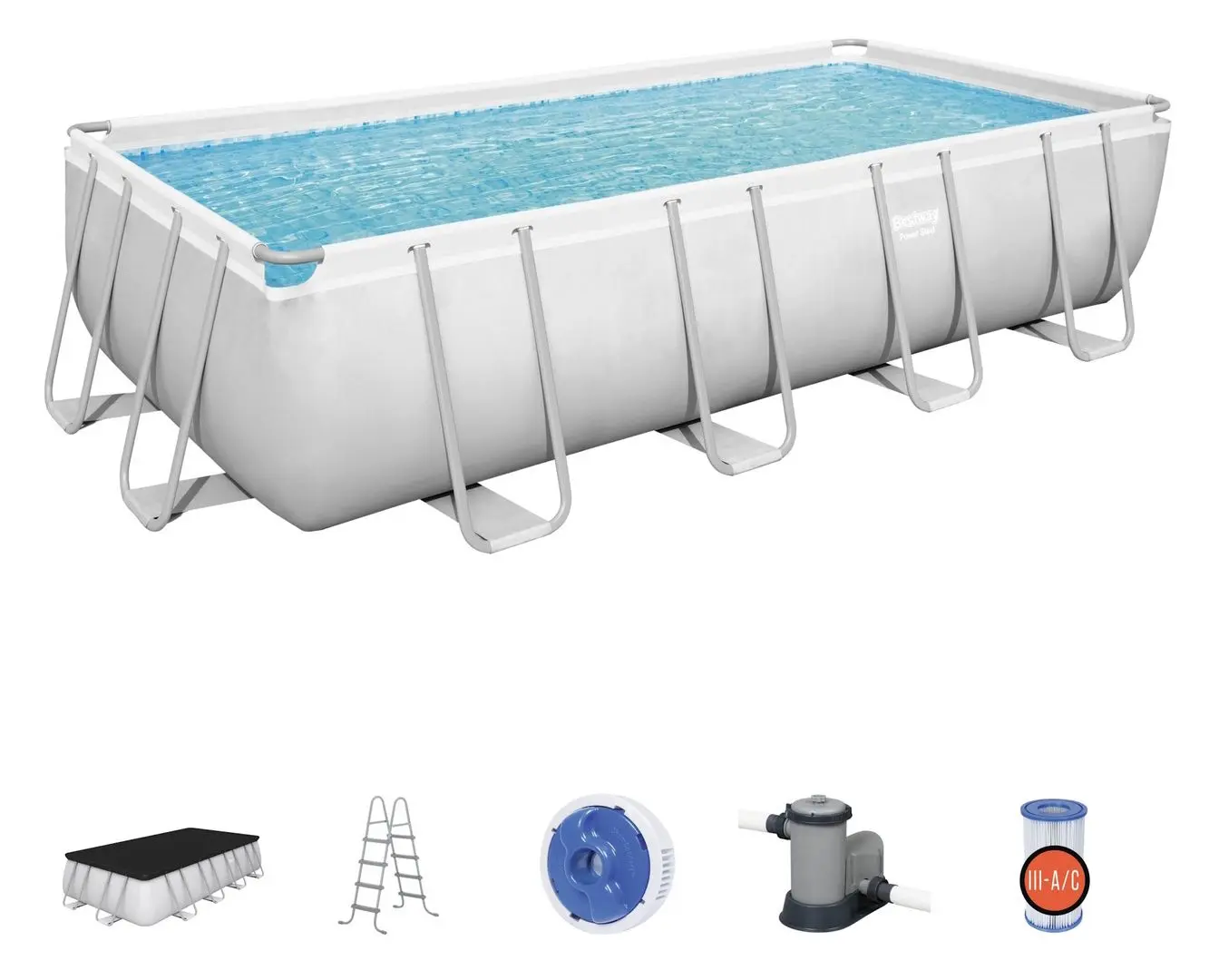 Piscina cu cadru Bestway Power Steel Rectangular 56670 (Grey)