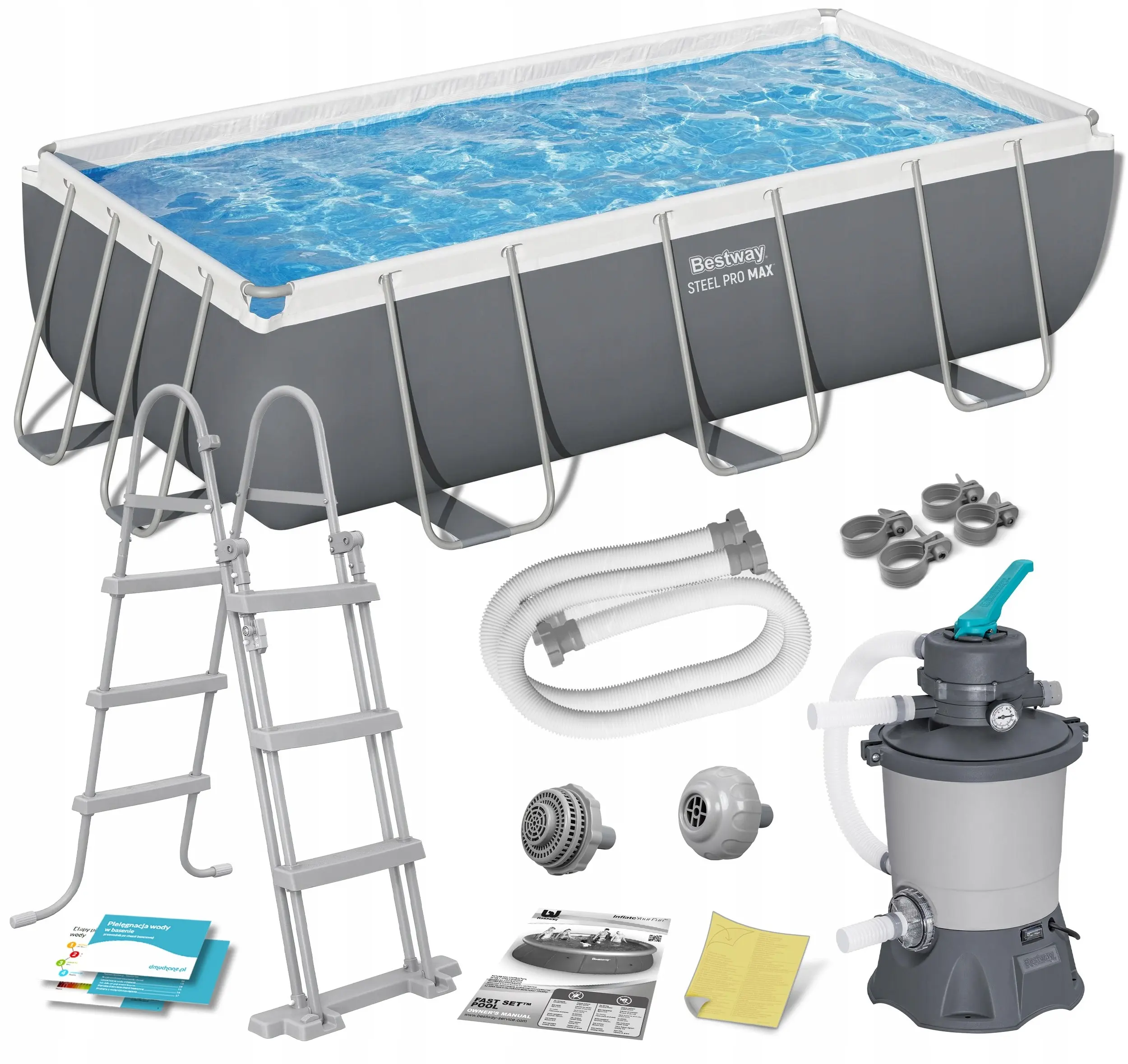 Piscina cu cadru Bestway Steel Pro Max 56442BW (Grey/Blue) - 8