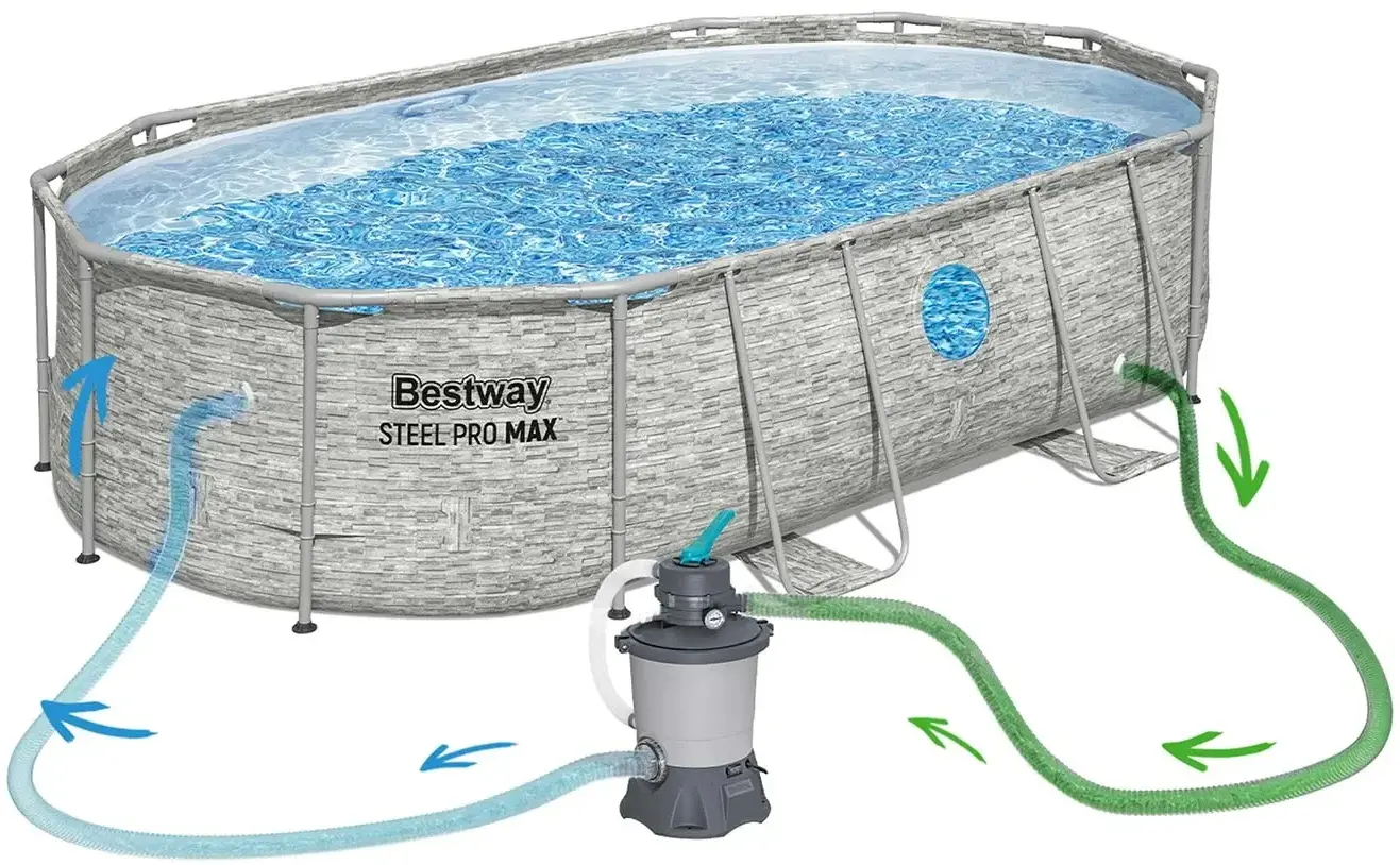 Каркасный бассейн Bestway Steel Pro Max 56946 (Grey/Blue) - 7