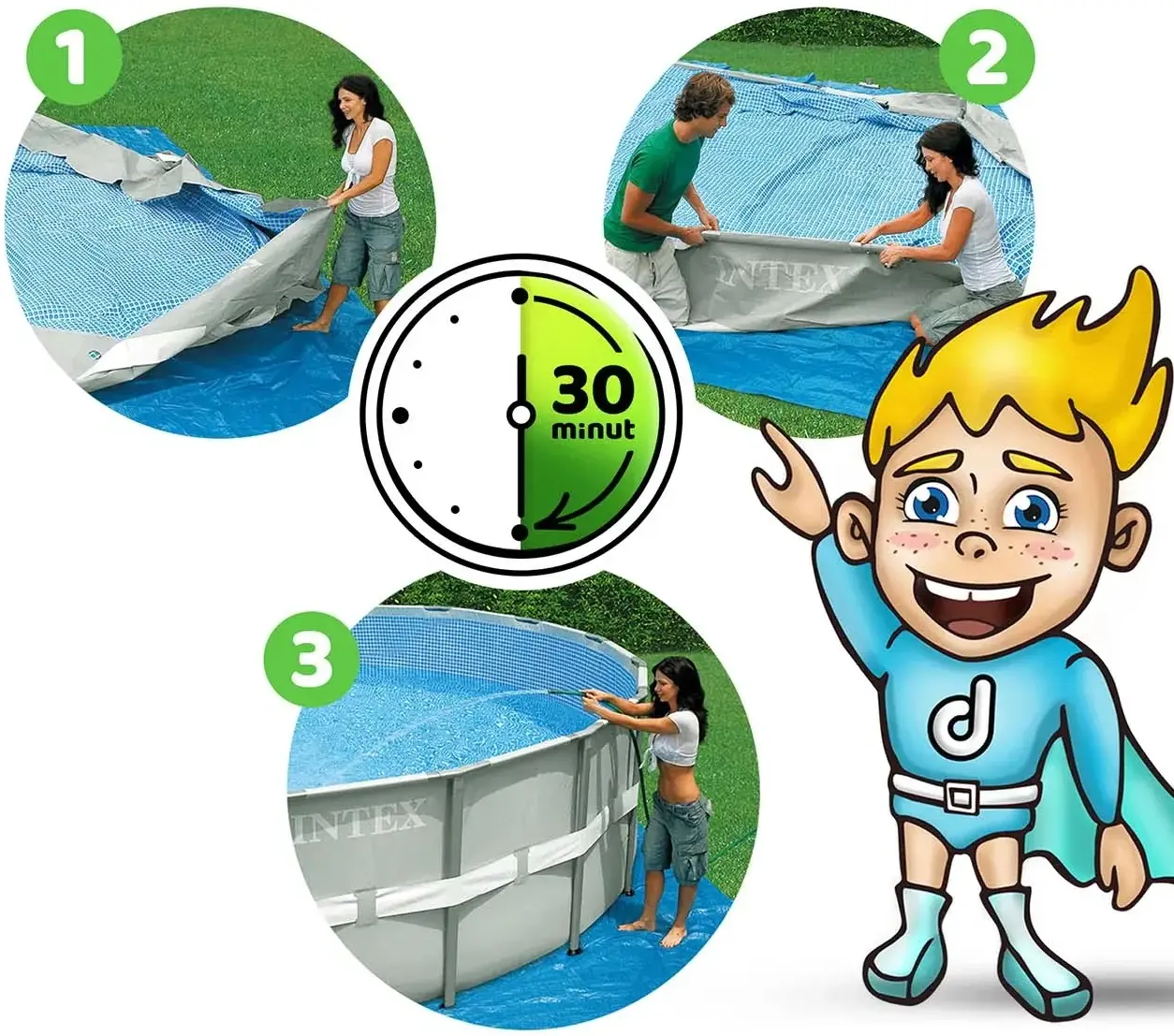 Piscina cu cadru Intex 26716 (Grey/Blue) - 5