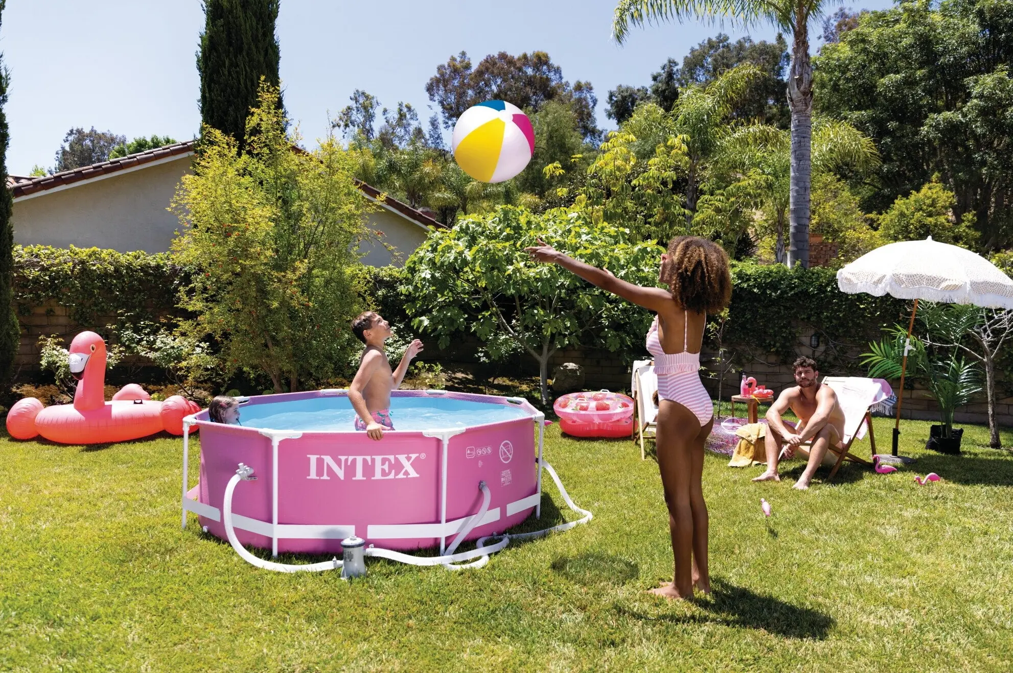 Piscina cu cadru Intex 28290 (Pink/Blue) - 12