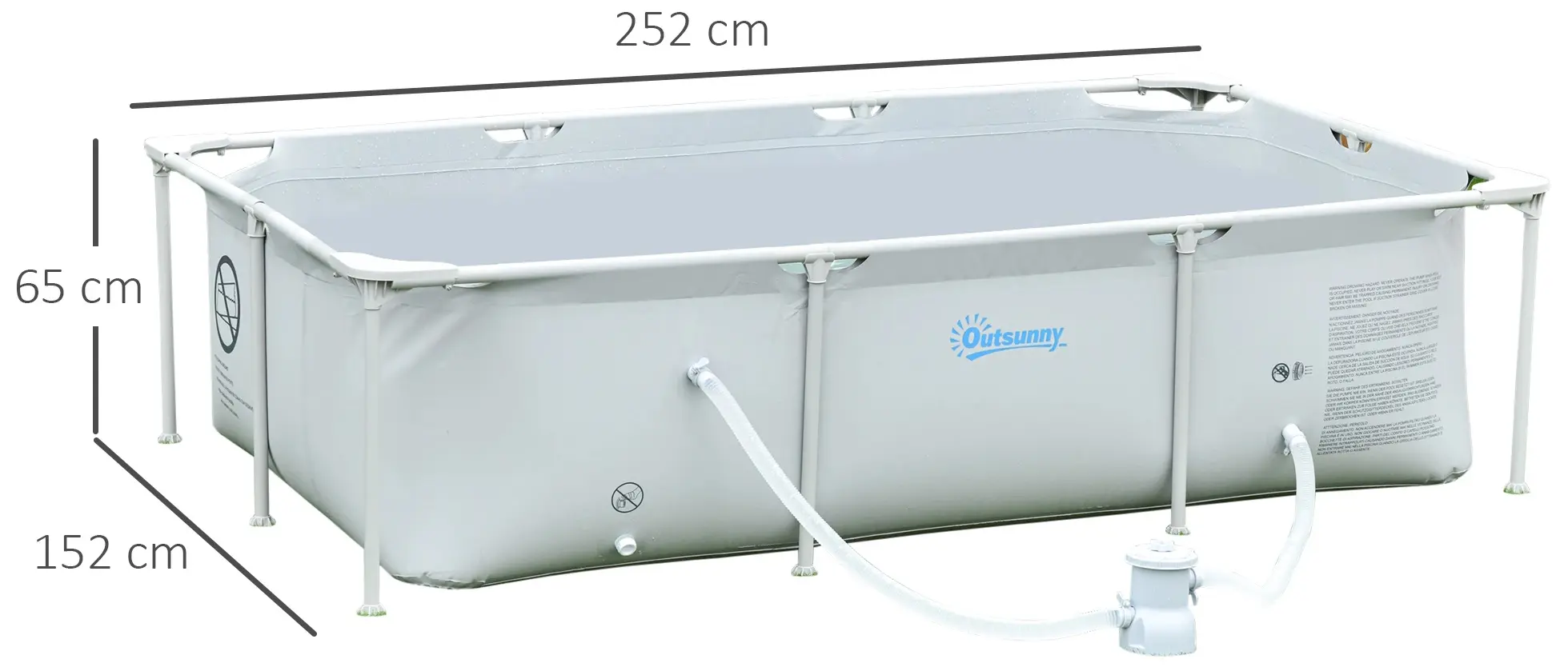 Каркасный бассейн Outsunny 848-016V90GY (Grey) - 2