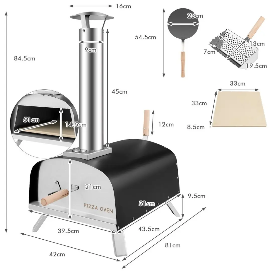 Cuptor pentru pizza Costway NP10437 (Black/Silver)