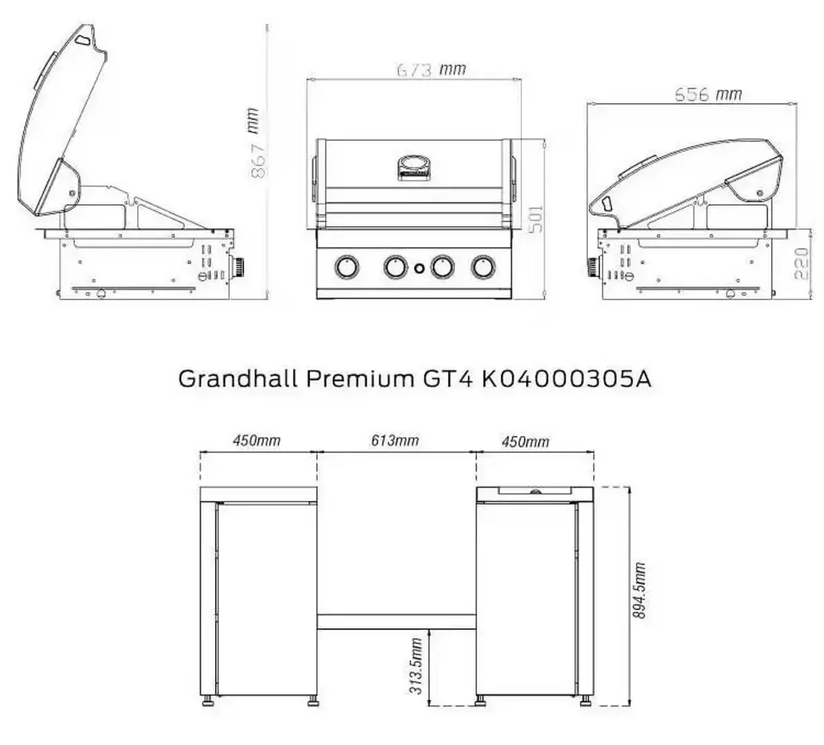 Гриль Grandhall Premium GT4 + K01000295A (Black/Silver)