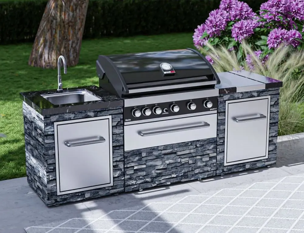 Bucatarie de exterior cu gratar pe gaz Grandhall Stone Island K04000235B + Maxim G5IB (Grey/Black) - 10