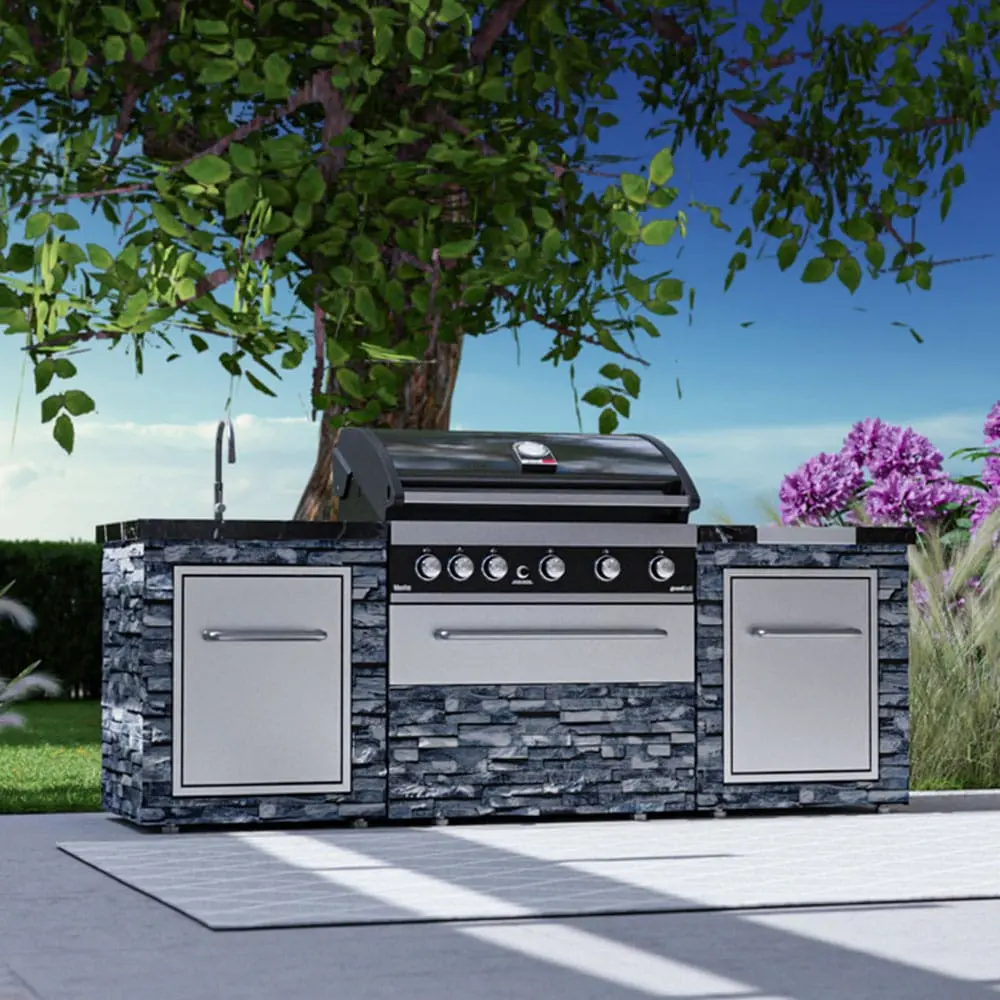 Bucatarie de exterior cu gratar pe gaz Grandhall Stone Island K04000235B + Maxim G5IB (Grey/Black)