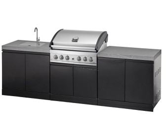 Уличная кухня с грилем Grandhall K0GK-01 + Elite G5 K05000324A (Inox/Black)