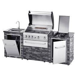 Bucatarie de exterior cu gratar Grandhall Stone Island K04000235B + Elite G5 K05000324A (Inox/Grey) Thumb