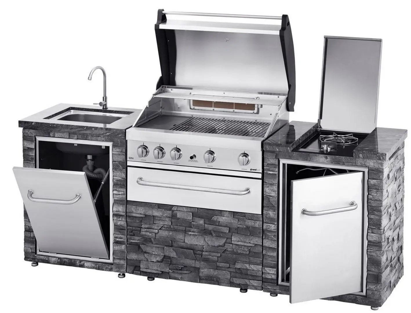 Bucatarie de exterior cu gratar Grandhall Stone Island K04000235B + Elite G5 K05000324A (Inox/Grey) - 2