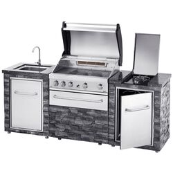 Уличная кухня с грилем Grandhall Stone Island K04000235B + Elite G5 K05000324A (Inox/Grey)