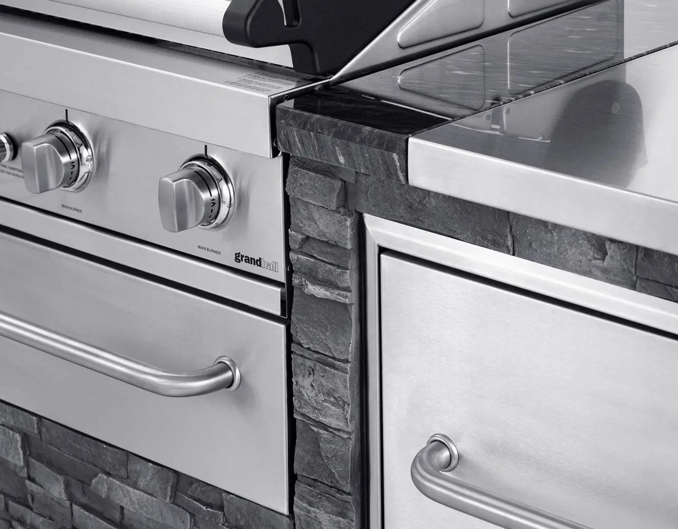 Bucatarie de exterior cu gratar Grandhall Stone Island K04000235B + Elite G5 K05000324A (Inox/Grey) - 5