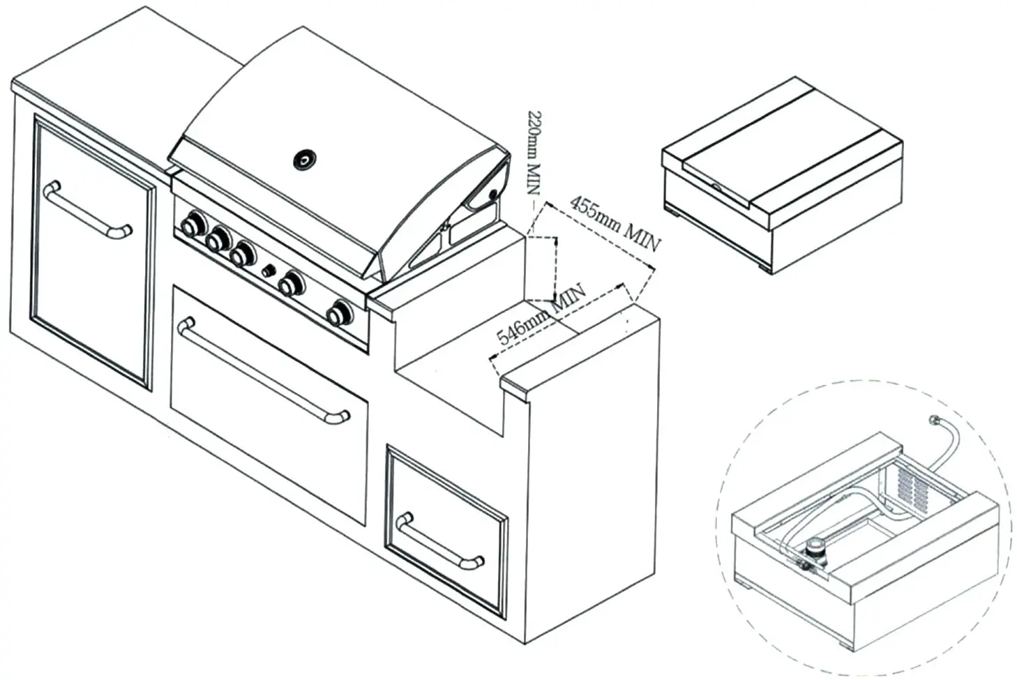 Встраиваемая боковая газовая конфорка GrandHall Sear Burner (Black/Inox) - 3