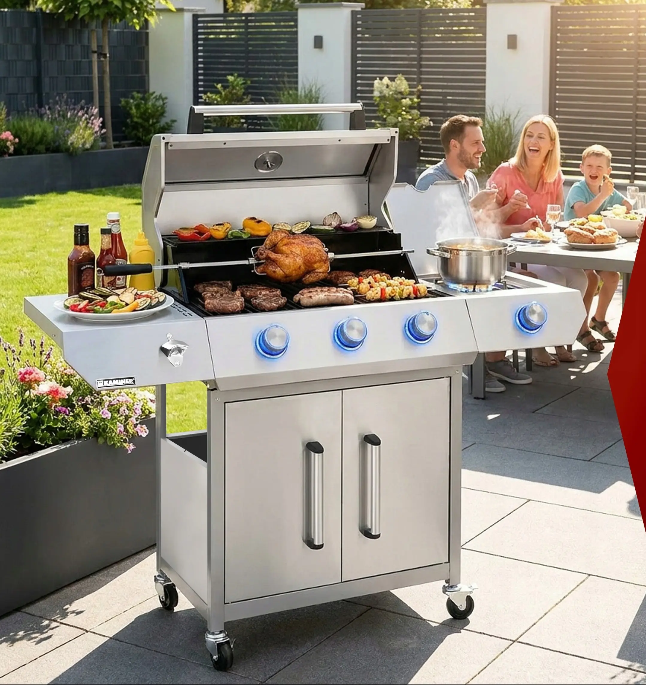 Grill pe gaz Kaminer 27422 (Inox) - 12