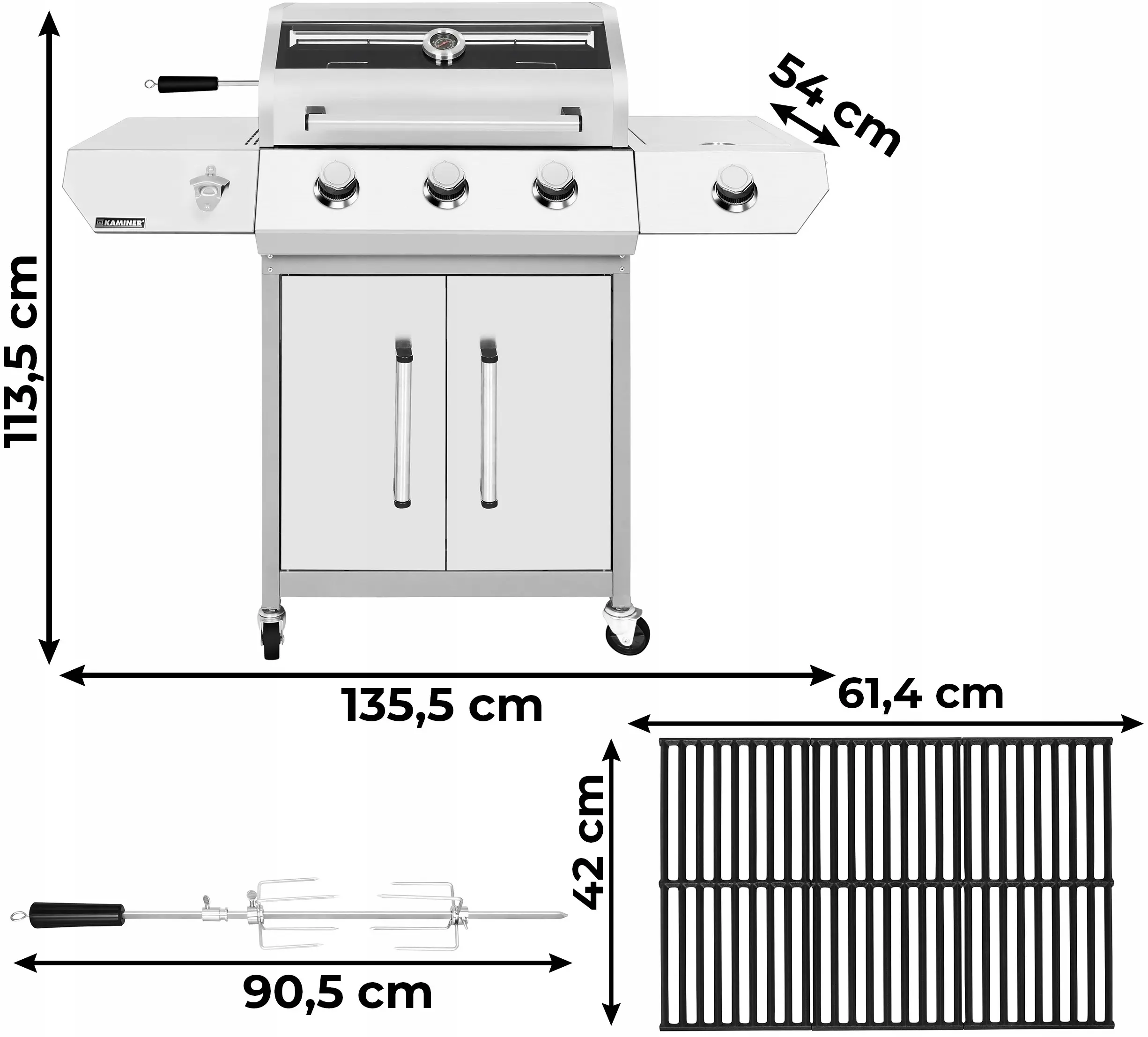 Grill pe gaz Kaminer 27422 (Inox) - 13