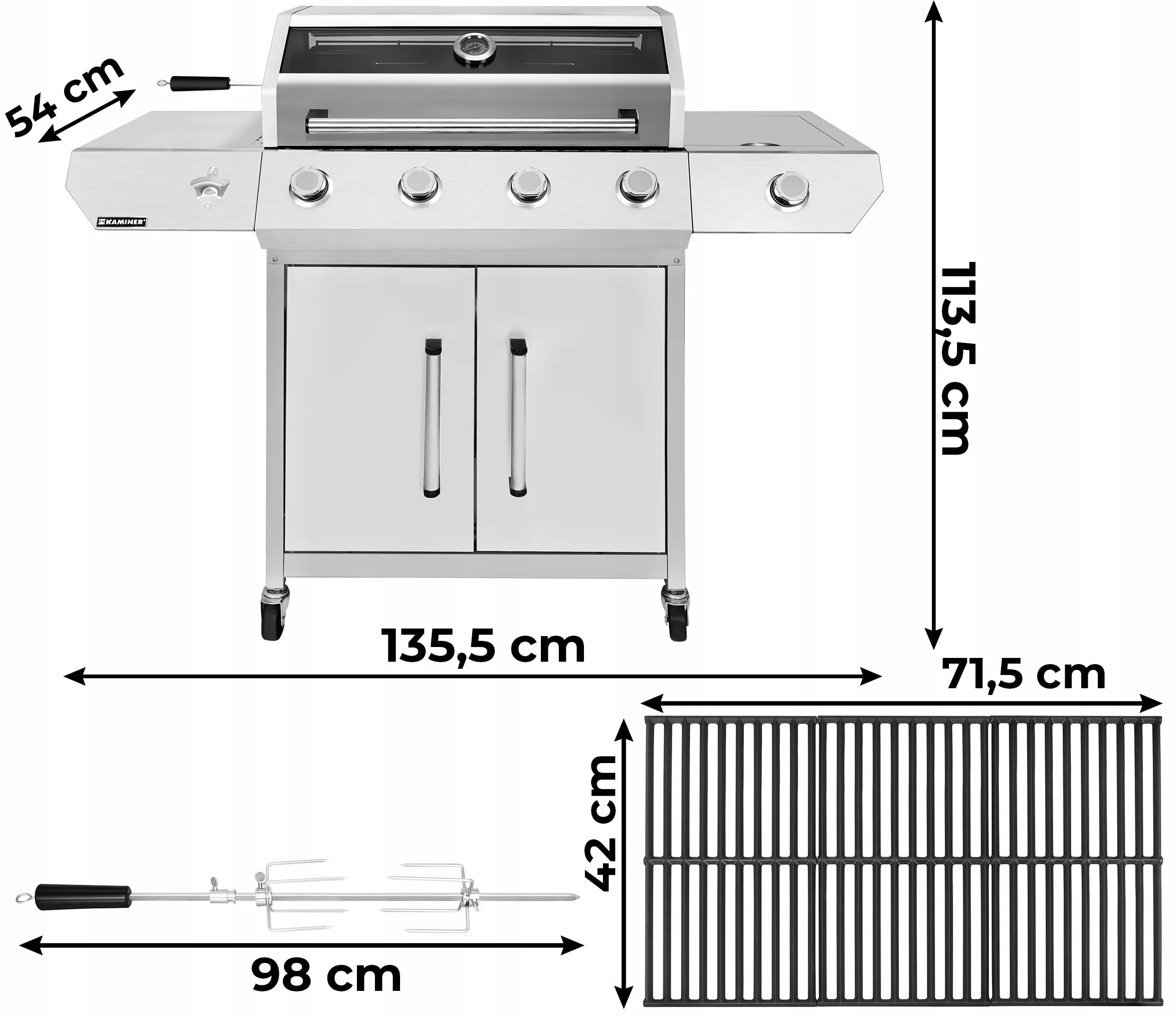 Grill pe gaz Kaminer 27423 (Inox) - 11