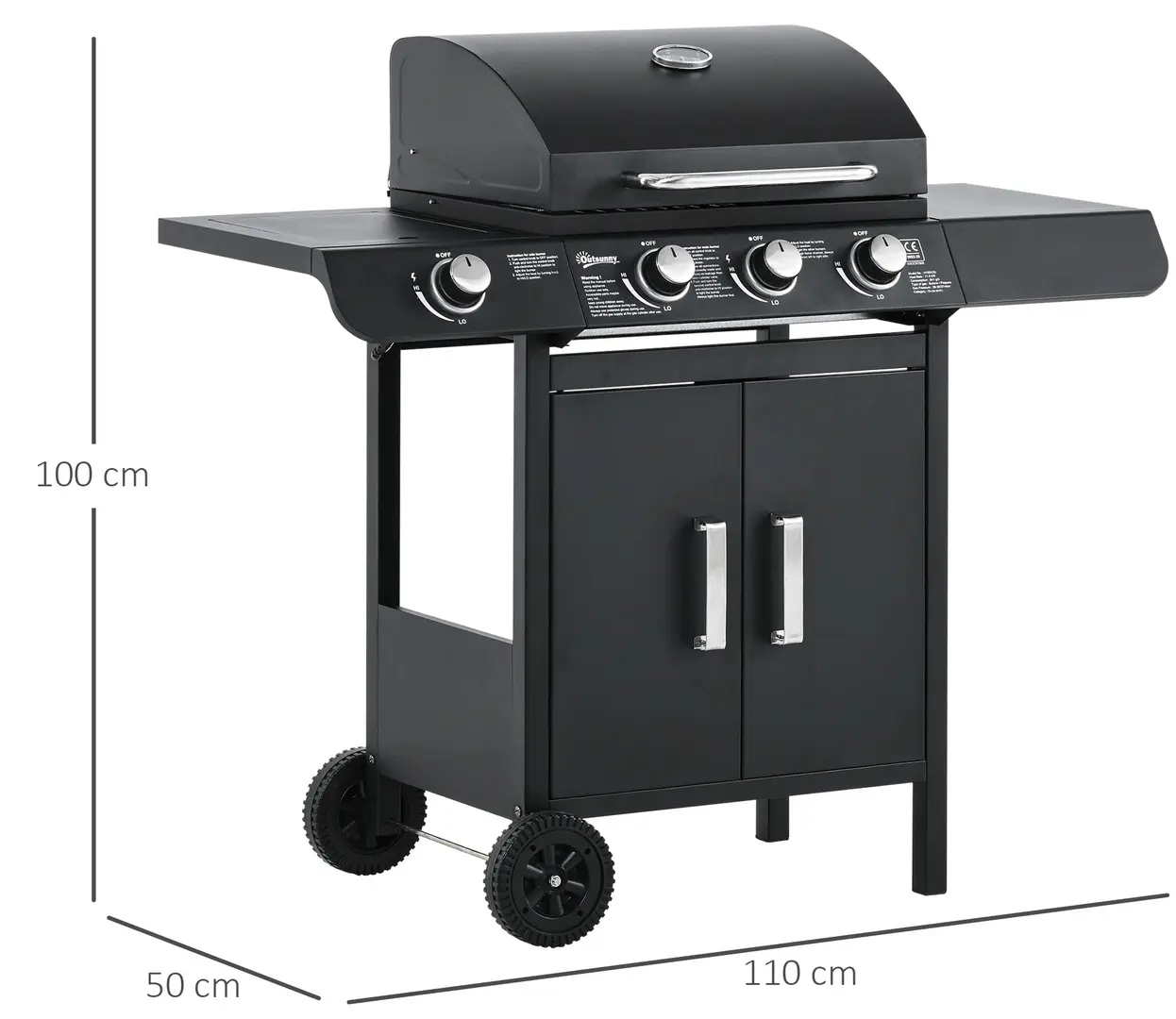 Grill pe gaz Outsunny 846-064V91 (Black) - 7