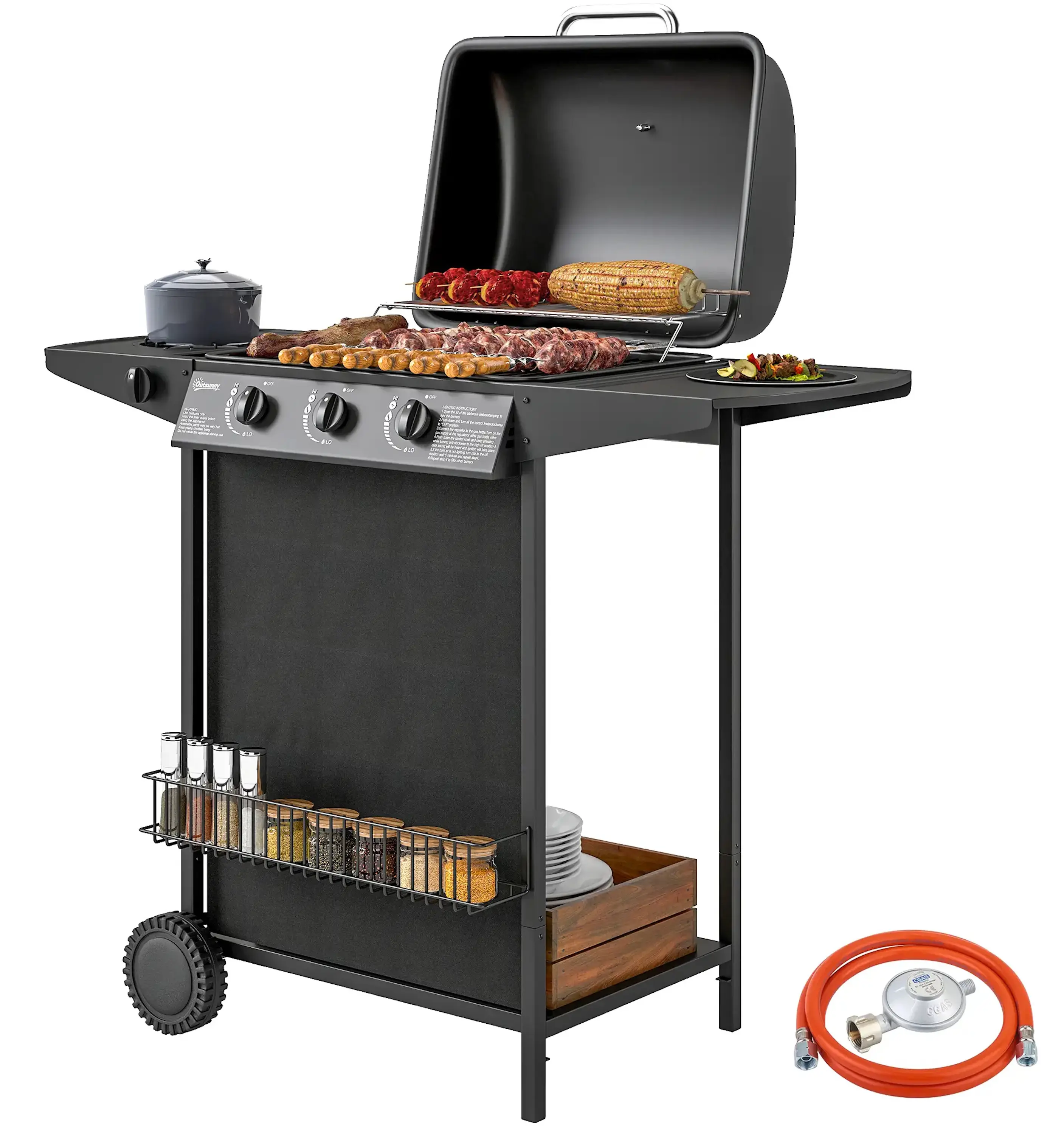 Grill pe gaz Outsunny 846-167V50BK (Black) - 2