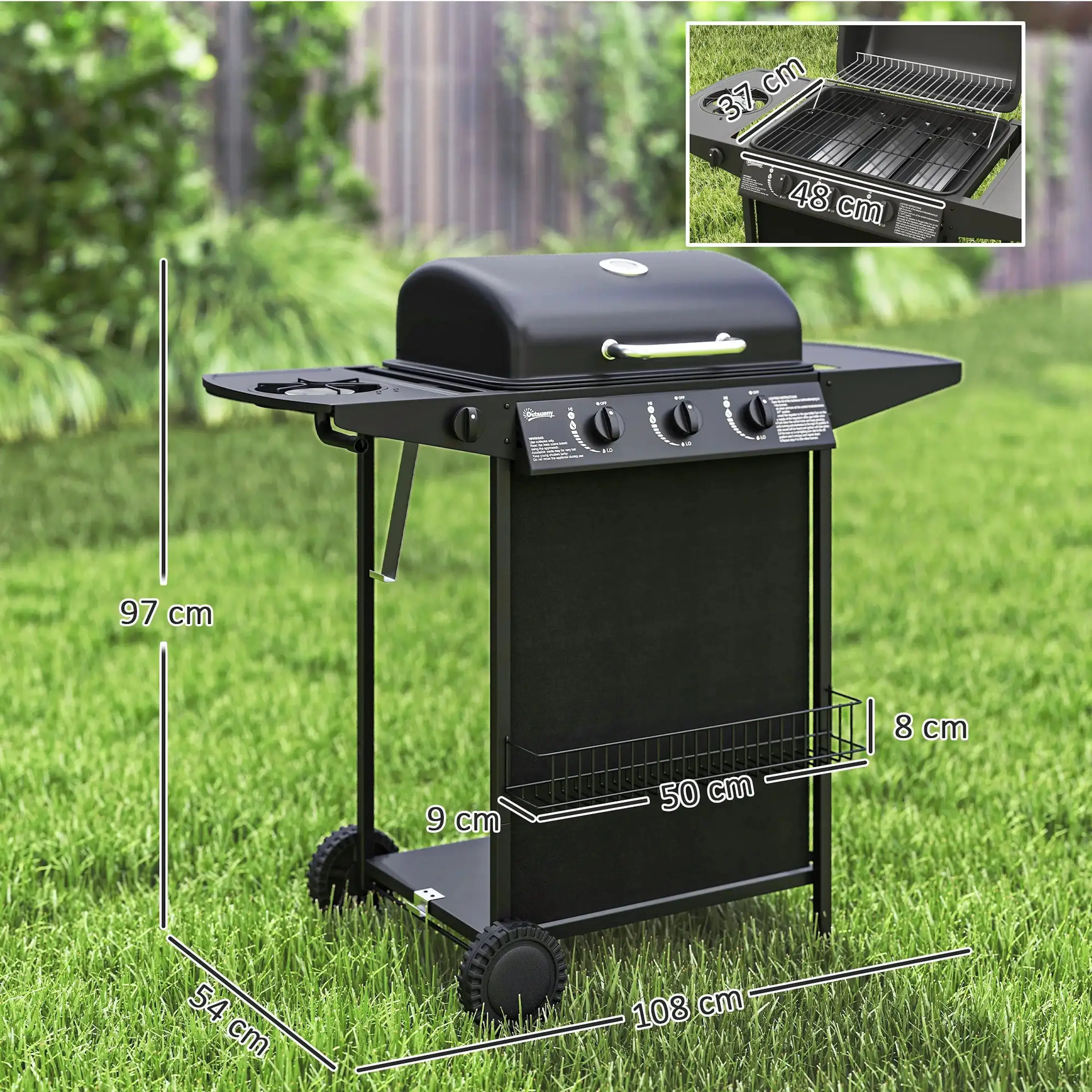 Grill pe gaz Outsunny 846-167V50BK (Black) - 5