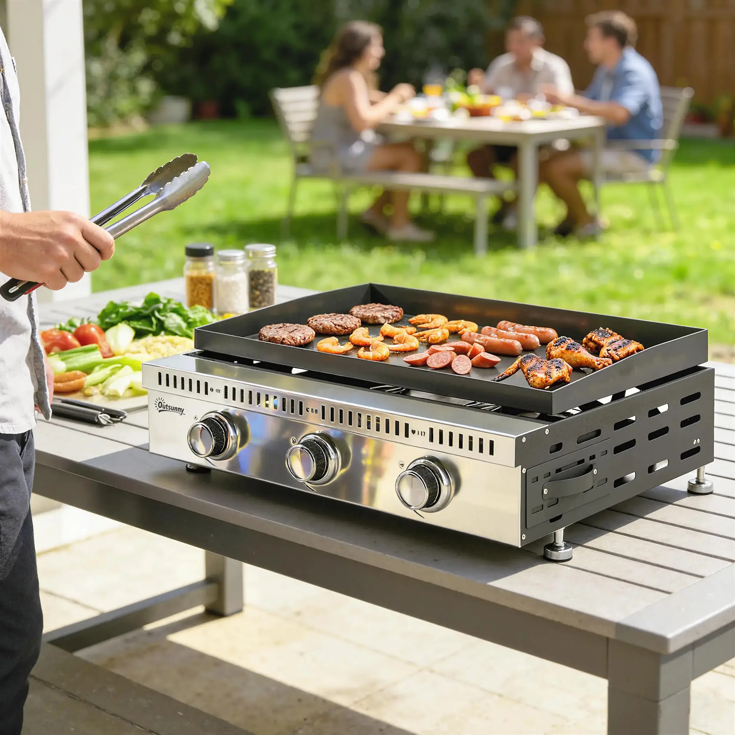 Grill pe gaz Outsunny 846-262V50BK (Black/Inox) - 4