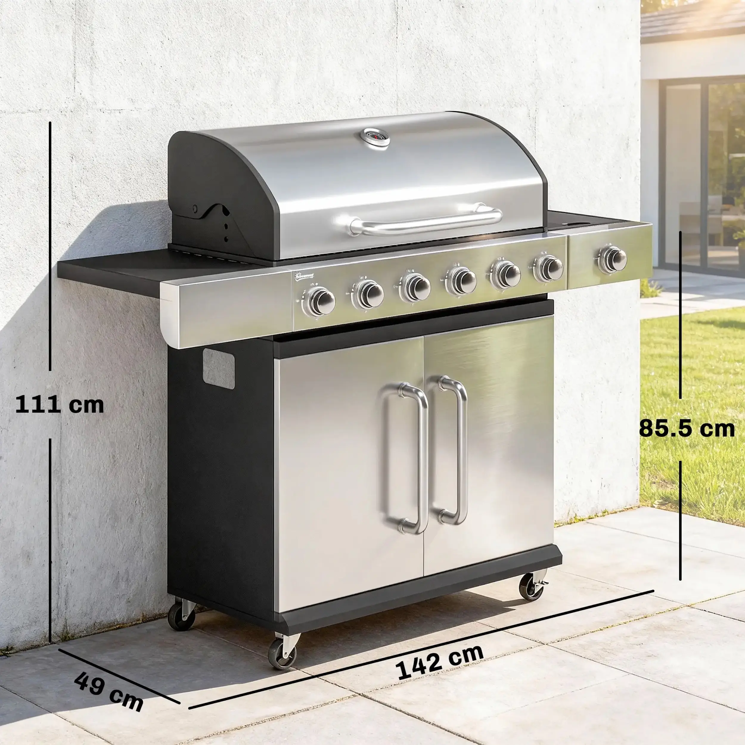 Grill pe gaz Outsunny 846-289V50SR (Silver/Grey) - 4