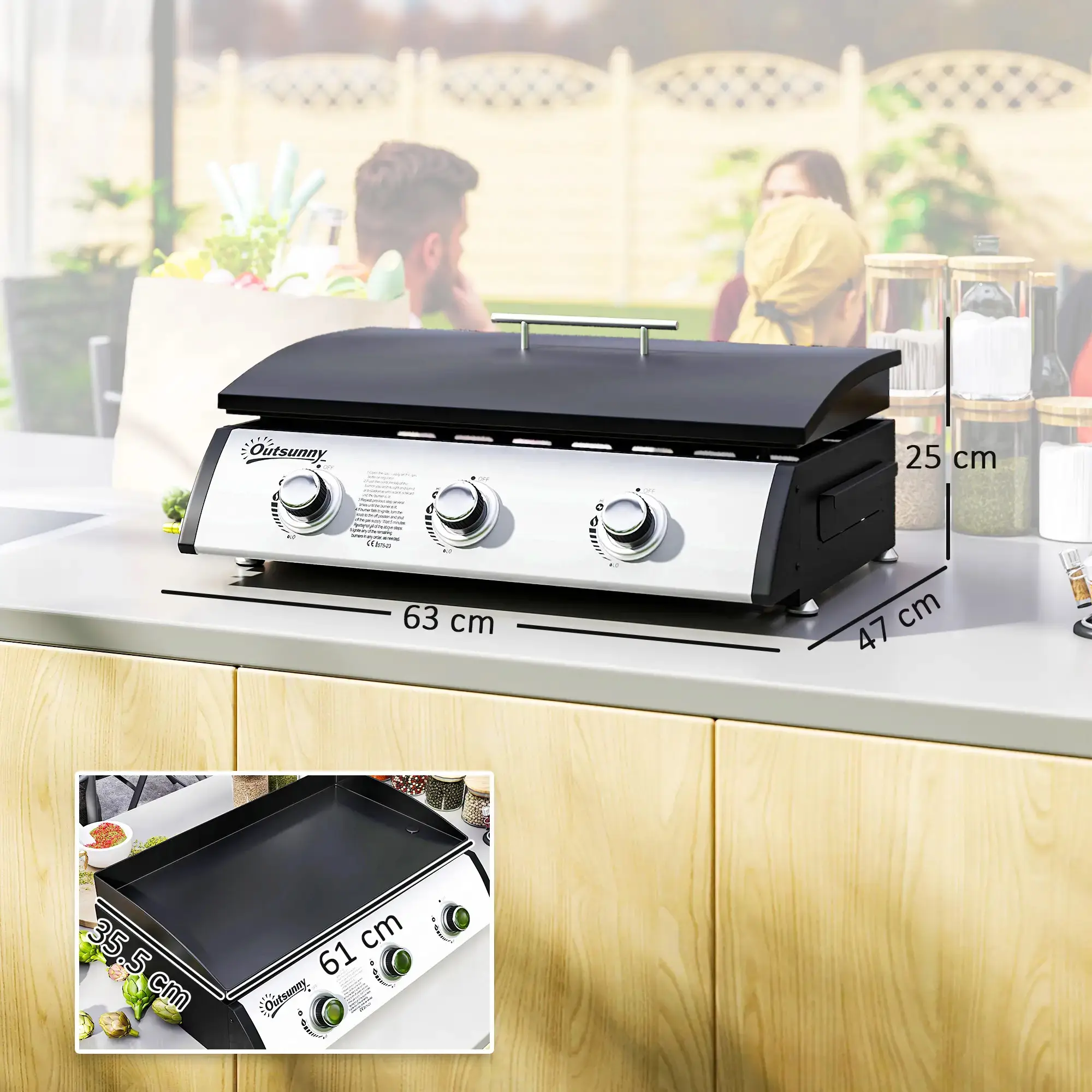 Gratar pe gaz portabil Outsunny 846-128V50BK (Black) - 4