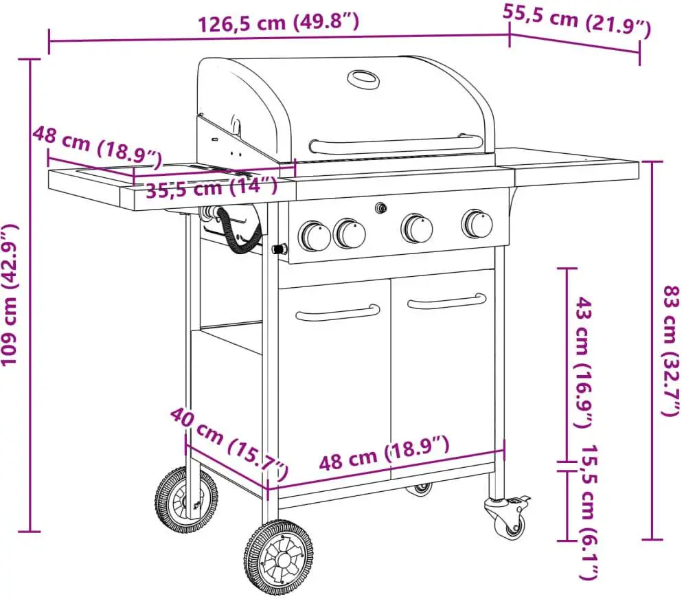 Газовый гриль VidaXL 367584 (Black)