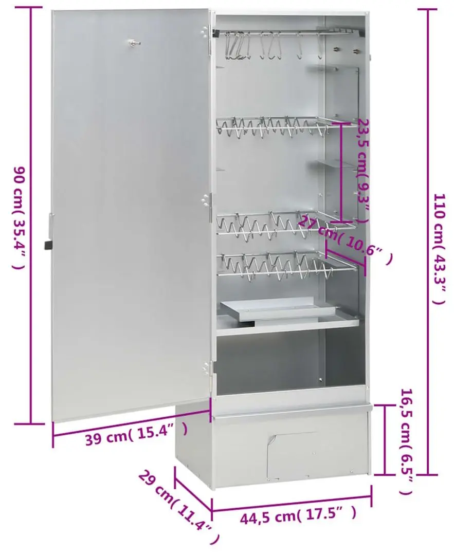 Afumatoare VidaXL 3200764 (Inox) - 13