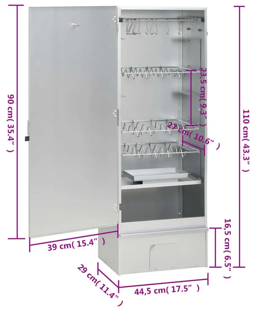 Коптильня VidaXL 3200772 (Inox) - 11