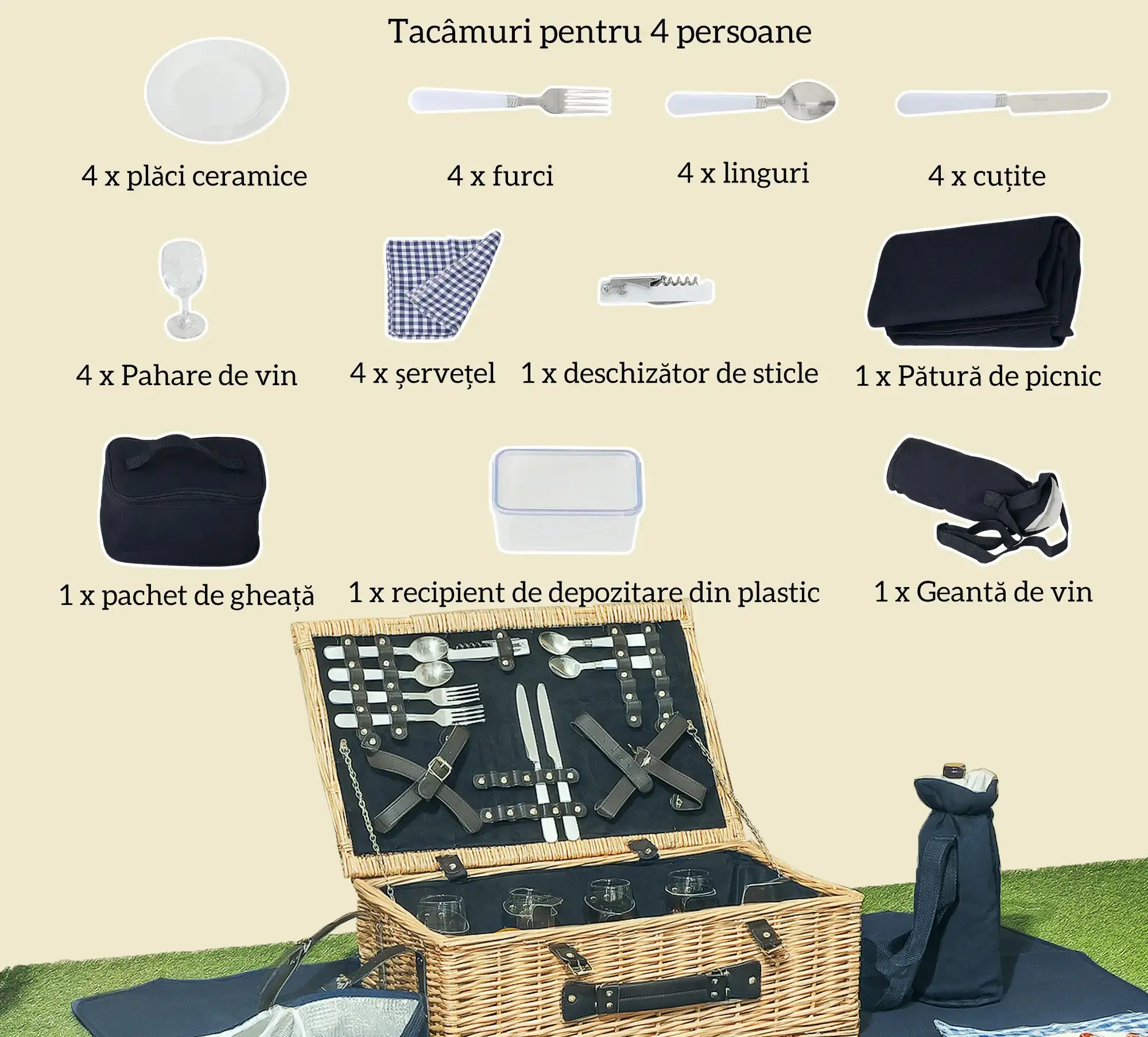 Cos de picnic Outsunny A20-487V00ND (Natural) - 11