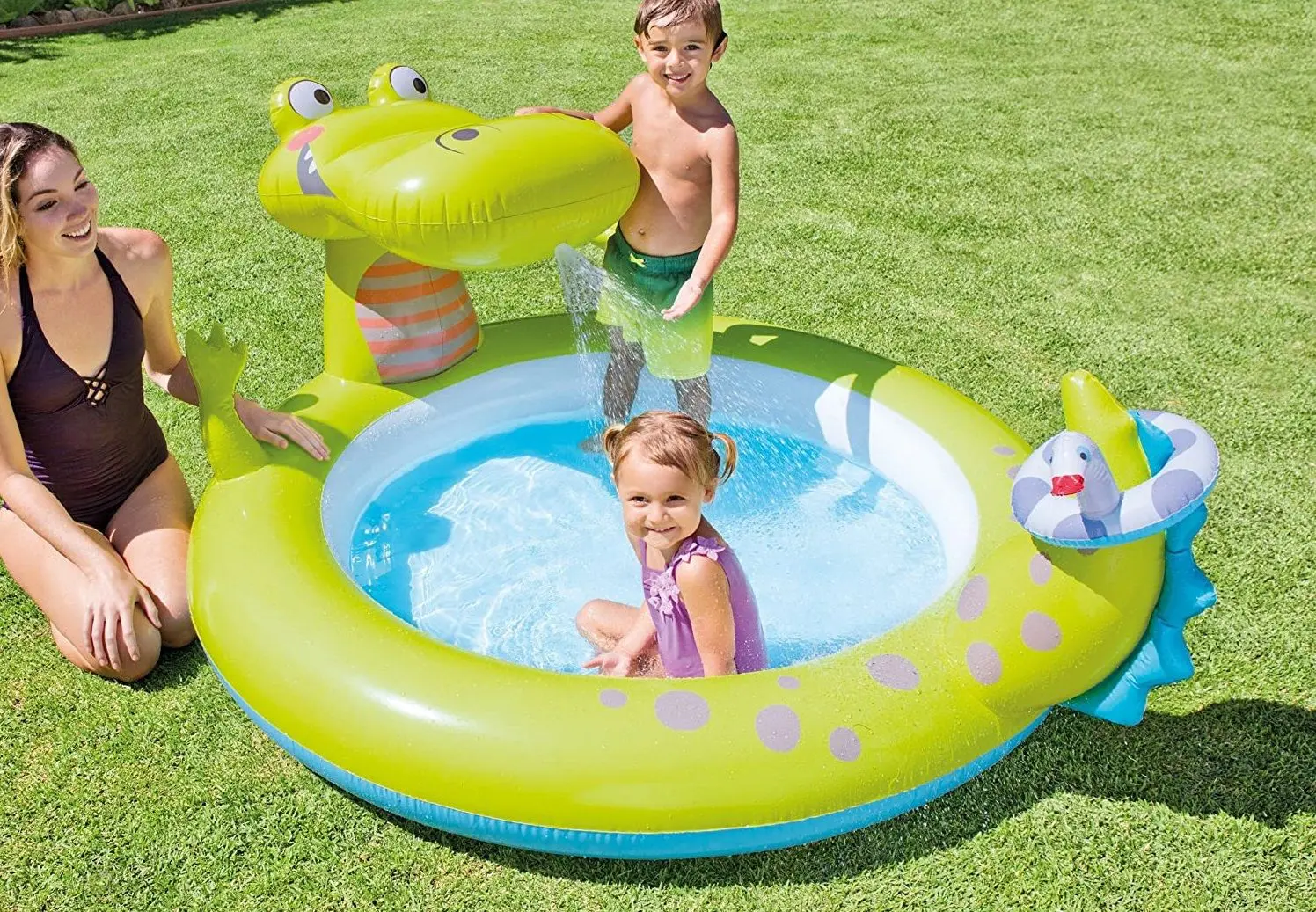 Детский надувной бассейн Intex Crocodile 57431 (Green/Blue) - 2