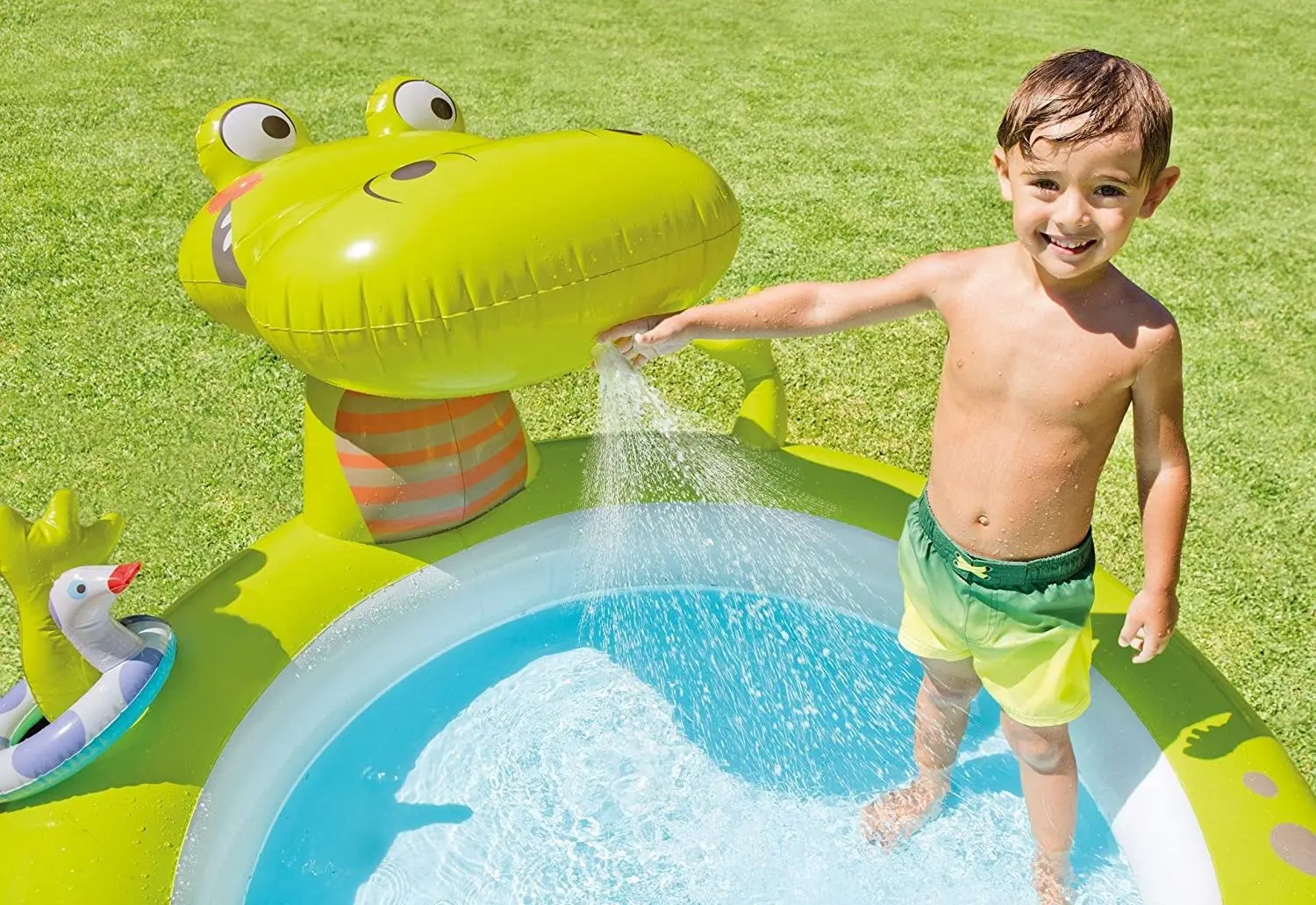 Детский надувной бассейн Intex Crocodile 57431 (Green/Blue) - 3