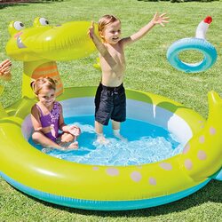 Детский надувной бассейн Intex Crocodile 57431 (Green/Blue) Thumb