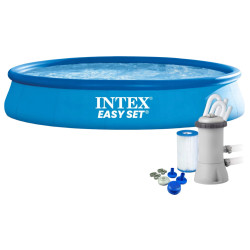 Piscina gonflabila cu plasa de curatare Intex Easy Set 28158 + 29054 + 29050 (Blue) Thumb