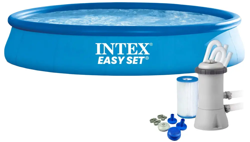 Piscina gonflabila cu plasa de curatare Intex Easy Set 28158 + 29054 + 29050 (Blue)