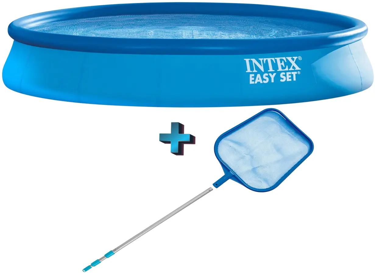 Piscina gonflabila cu plasa de curatare Intex Easy Set 28158 + 29054 + 29050 (Blue)