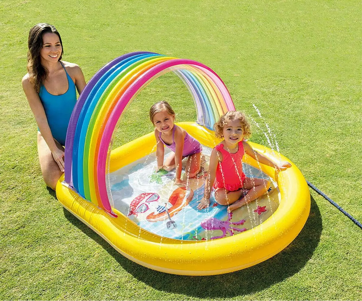 Piscina-centru de joacă gonflabil Intex Rainbow Arch Spray 57156