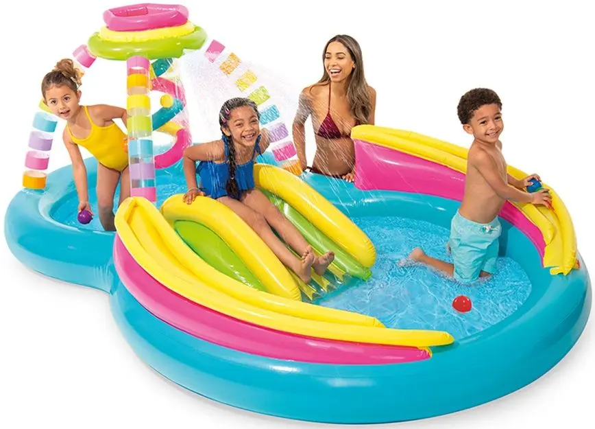 Piscina-centru de joaca gonflabil Intex Rainbow Slide 56137 (Blue)