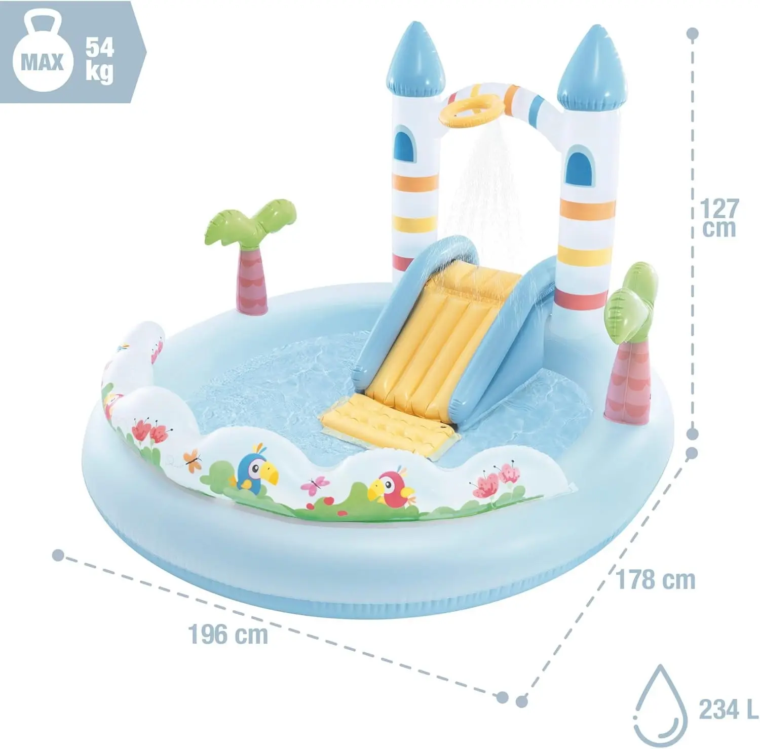 Piscina-centru de joaca gonflabil Intex Unicorn Castle 56148 (Multicolour) - 2