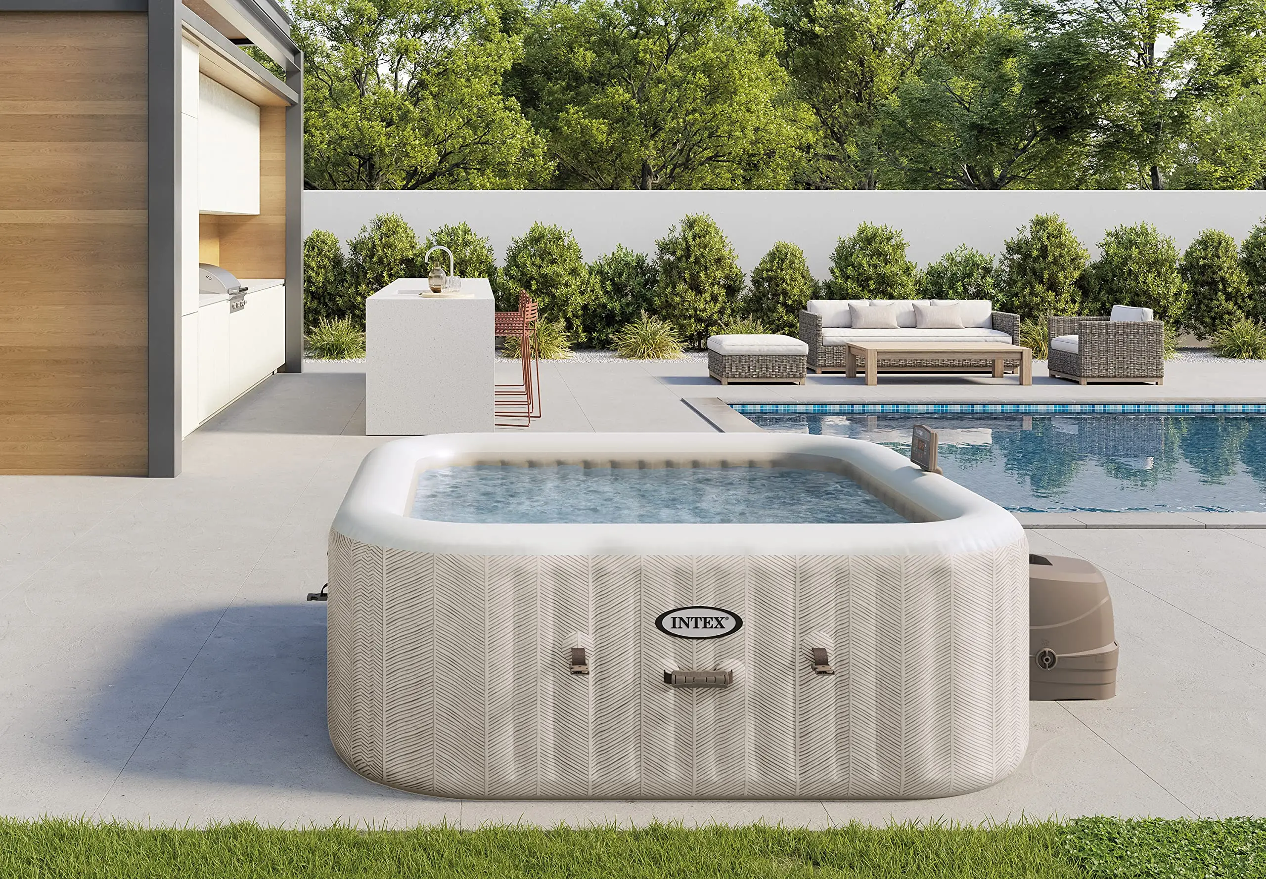 Jacuzzi SPA Intex Chevron Deluxe Square Bubble 28472 (Beige)