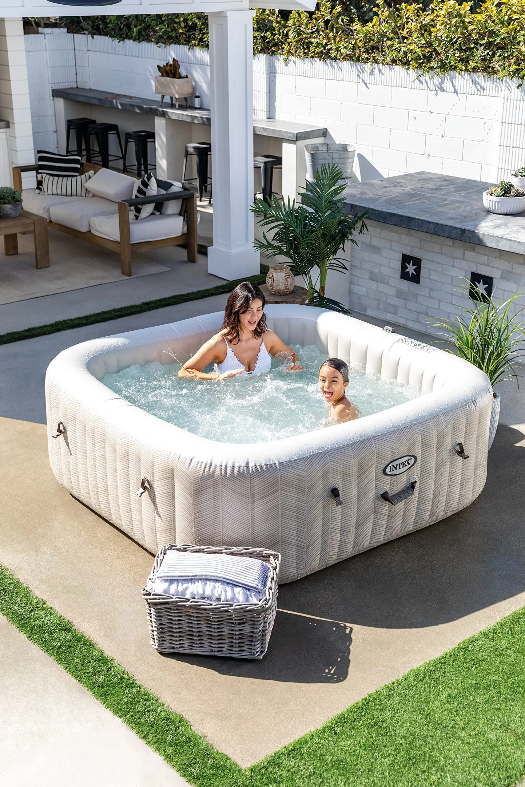 Jacuzzi SPA Intex Chevron Deluxe Square Bubble 28472 (Beige)