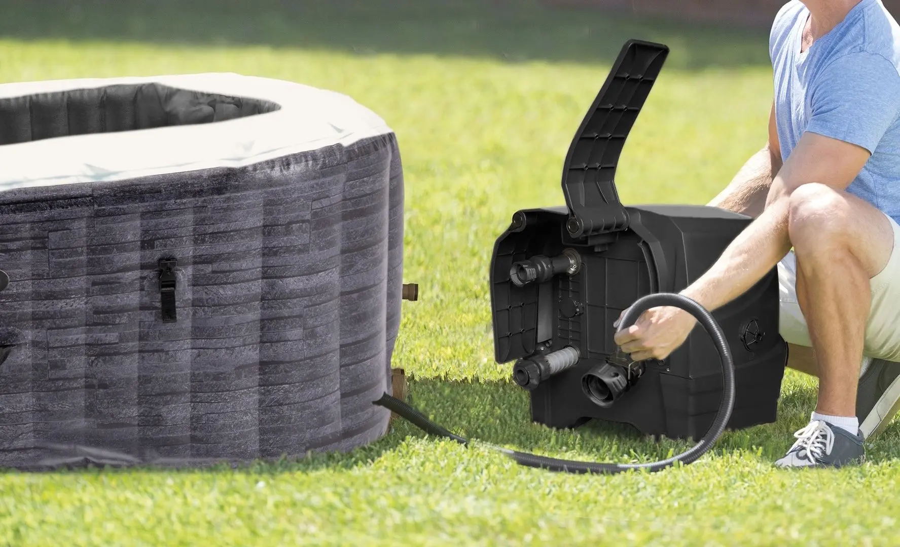 Надувной СПА джакузи Intex Greystone Deluxe 28452 (Grey) - 7