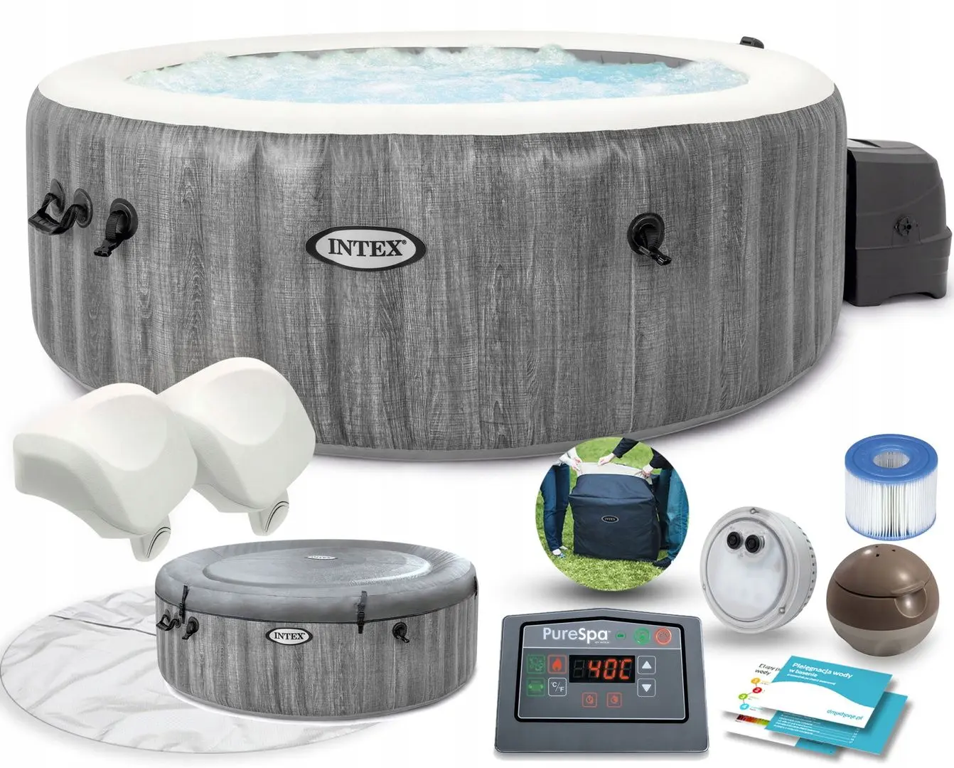 Jacuzzi SPA Intex PureSpa Bubble Therapy GreyWood Deluxe 28440