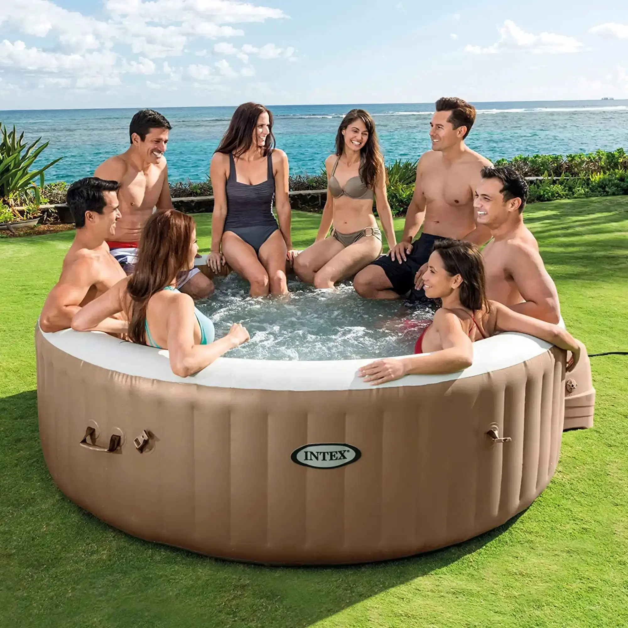 Jacuzzi SPA Intex Sahara Tan Round Bubble Spa 28412 (Brown)