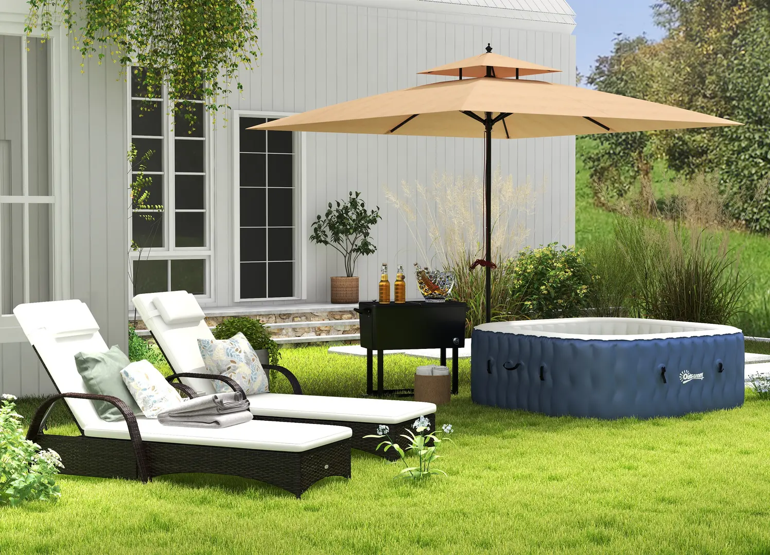 Надувной бассейн Outsunny 848-047V90NU (Dark Blue) - 3