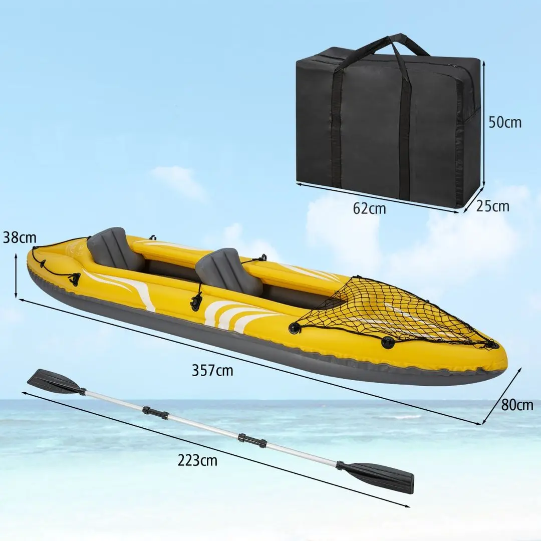 Надувная байдарка Costway SP37999 (Yellow/Grey) - 6