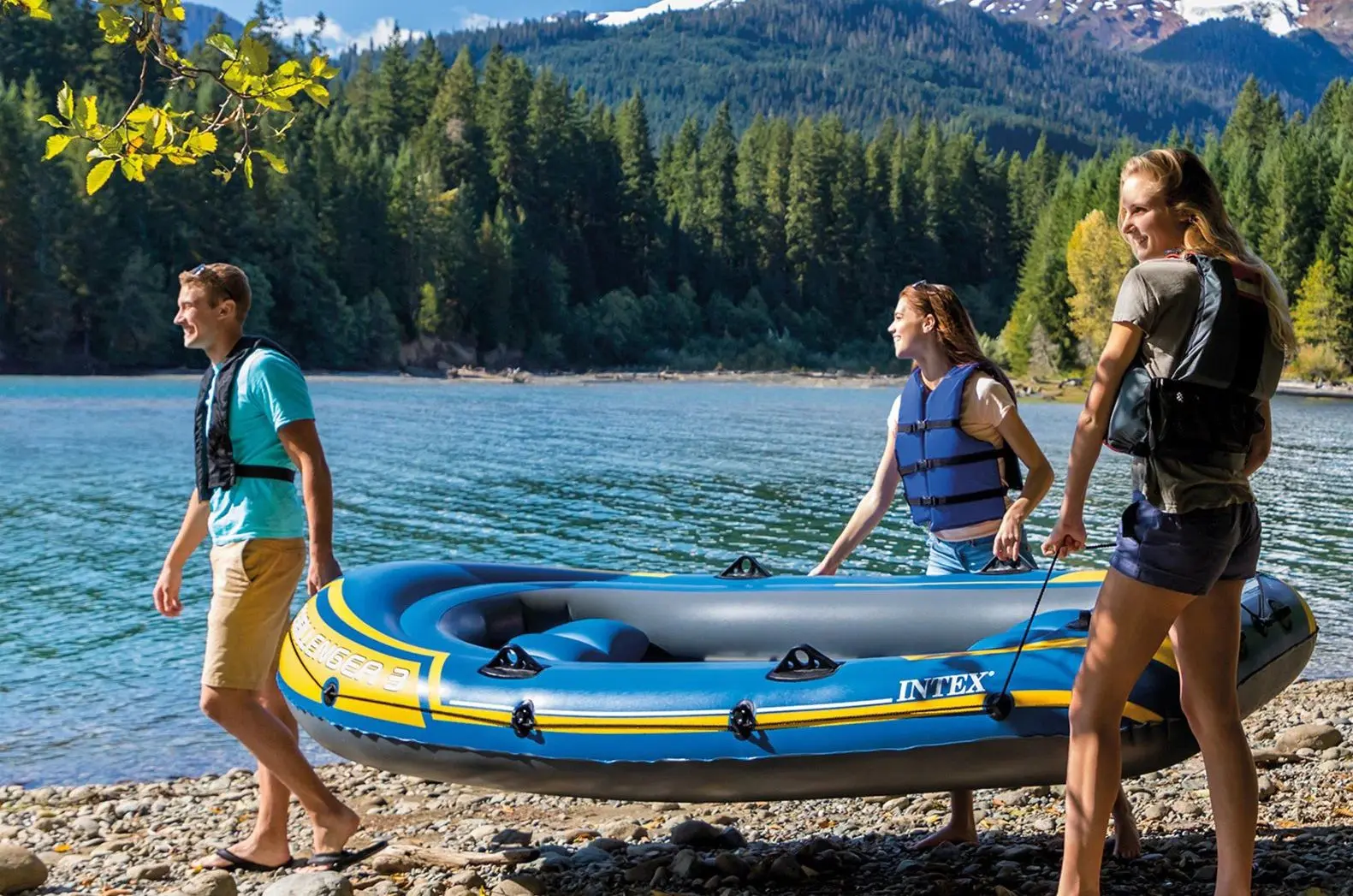 Надувная лодка Intex Challenger 3 68370 (Blue/Yellow)