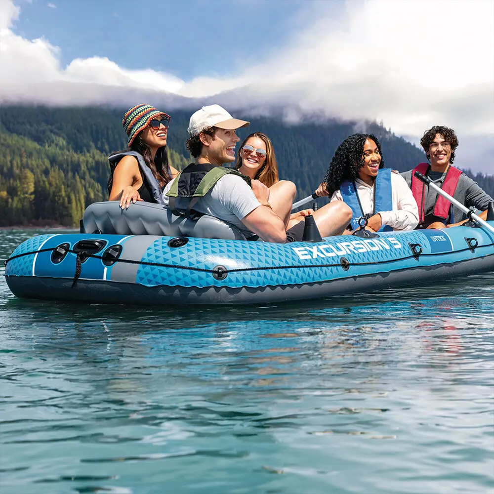 Barca gonflabila Intex Excursion 5 66325NP (Grey/Blue)